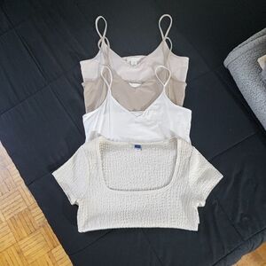 Old Navy and H&M Cream Ribbed Crop Camisole NWOT